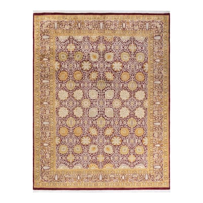Overton Handknotted Wool Traditional Oriental Purple Area Rug - 8' x 10'
