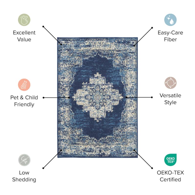 Nourison Grafix Indoor Blue Abstract Area Rug