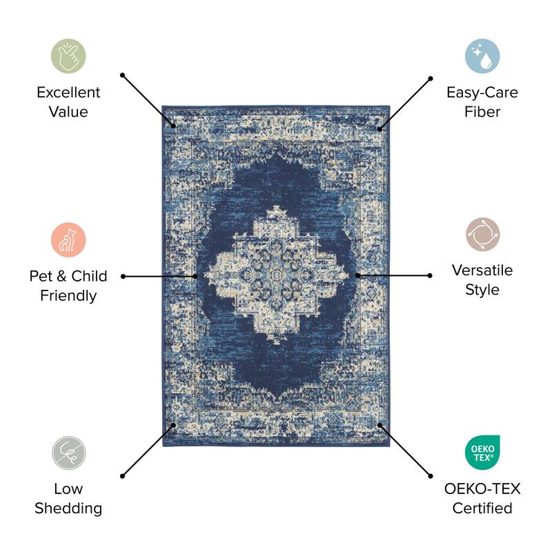 Nourison Grafix Vintage Boho Persian Border Area Rug