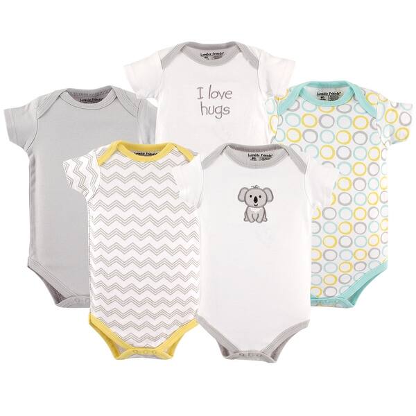 slide 1 of 1, Luvable Friends Cotton Bodysuits 5pk, Koala 0-3 Months - Koala