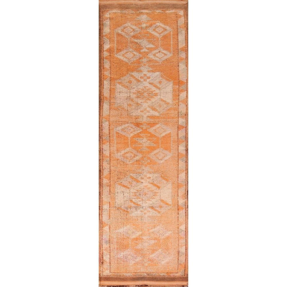 Transitional Oushak Turkish Vintage Runner Rug Handmade Wool Carpet - 2'10"x 11'2"