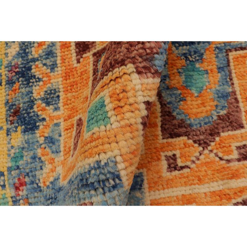 Rustic Balochi Burnett Blue/Beige Hand Knotted Wool Rug - 3'11'' x 6'0''