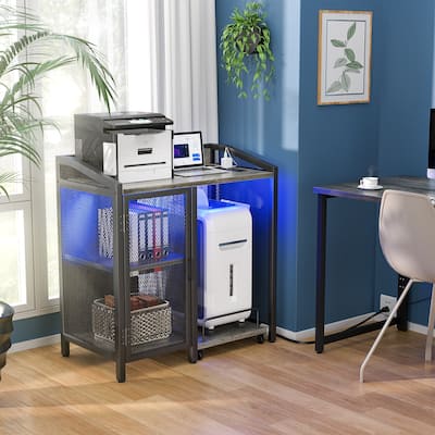 File Cabinet with Charge Station, Storage Cabinet with Paper Shredder Stand On Wheel