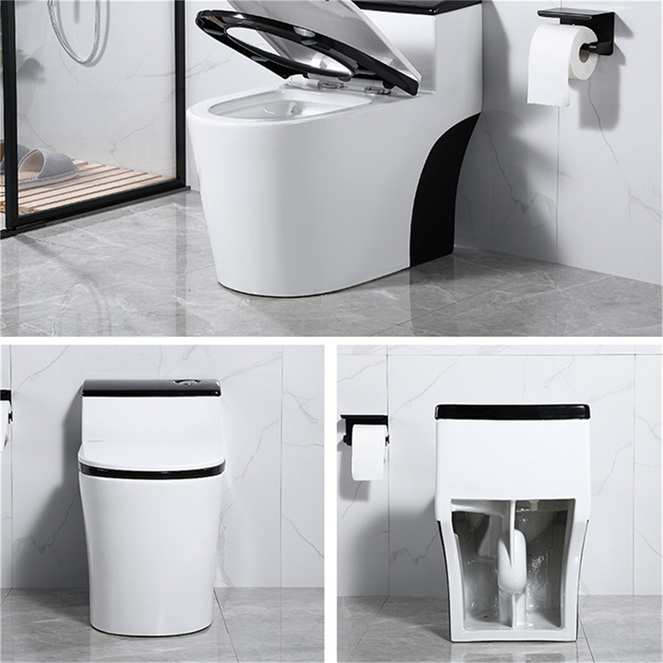 日本全国送料無料商品 特集 Black White One Bath Bed - Included) (Seat Toilet Piece 小物