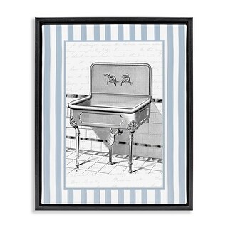Stupell Vintage Bath Sink Stripes Framed Floater Canvas Wall Art Design ...