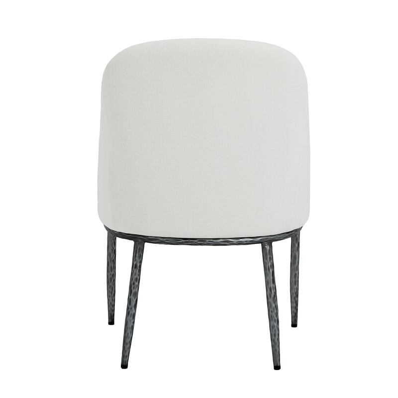 Christopher Knight Home - Ameson Artisan Upholstered Dining Chairs Set with Amrest, Hammered Metal Legs & Padded Seat