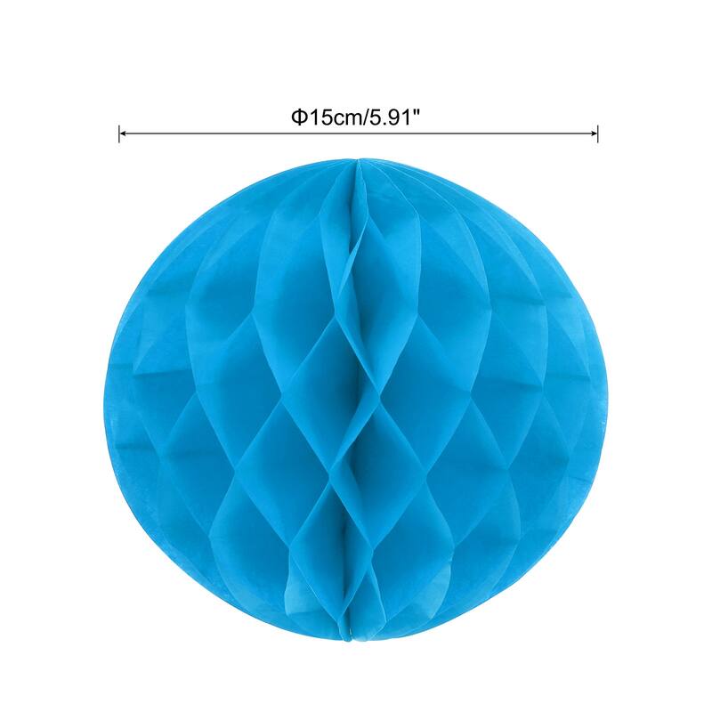 6Pcs Paper Pom-Poms Balls Paper Tissue Flower Ball for Party Decor - Blue - 6 Inch