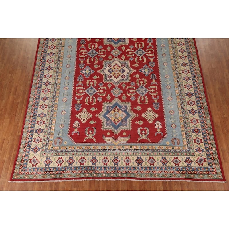 Red Kazak Area Rug Handmade Traditional Oriental Wool Carpet - 10'0"x 12'10"