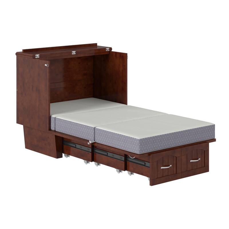Nantucket Murphy Bed Chest with Mattress and Built-in Charging Station