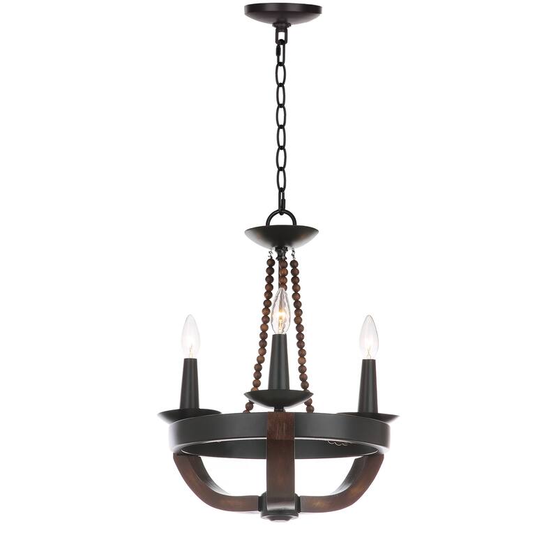 SAFAVIEH Lighting Cherilyn Adjustable 3-Light Black Chandelier - 17.5"x17.5"x24 -94"