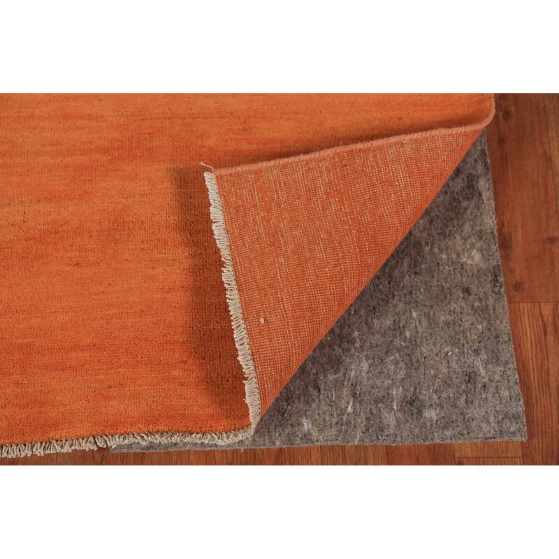 Gabbeh Oriental Area Rug Hand-Knotted Orange Wool Carpet - 6'5" x 9'6"