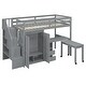 preview thumbnail 32 of 55, Twin Size Loft Bed with Stairs, Bookshelf, Drawers,Desk & Wardrobe