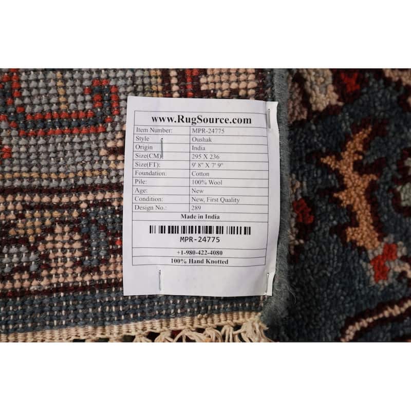 Blue Oushak Indian Area Rug Handmade Wool Carpet - 7'9"x 9'8"