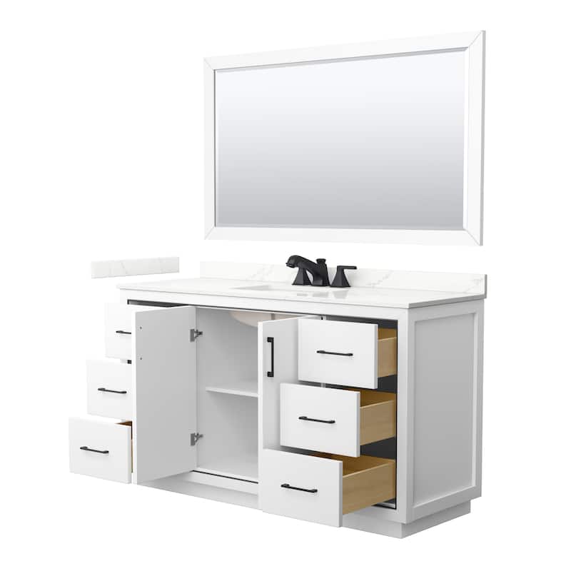 Icon 60-inch Single Vanity, Quartz Top, 58-inch Mirror