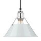 preview thumbnail 1 of 0, Yep by Golden Lighting Orwell 1-light 10in Pendant in Chrome and Dusky Blue shade - Silver