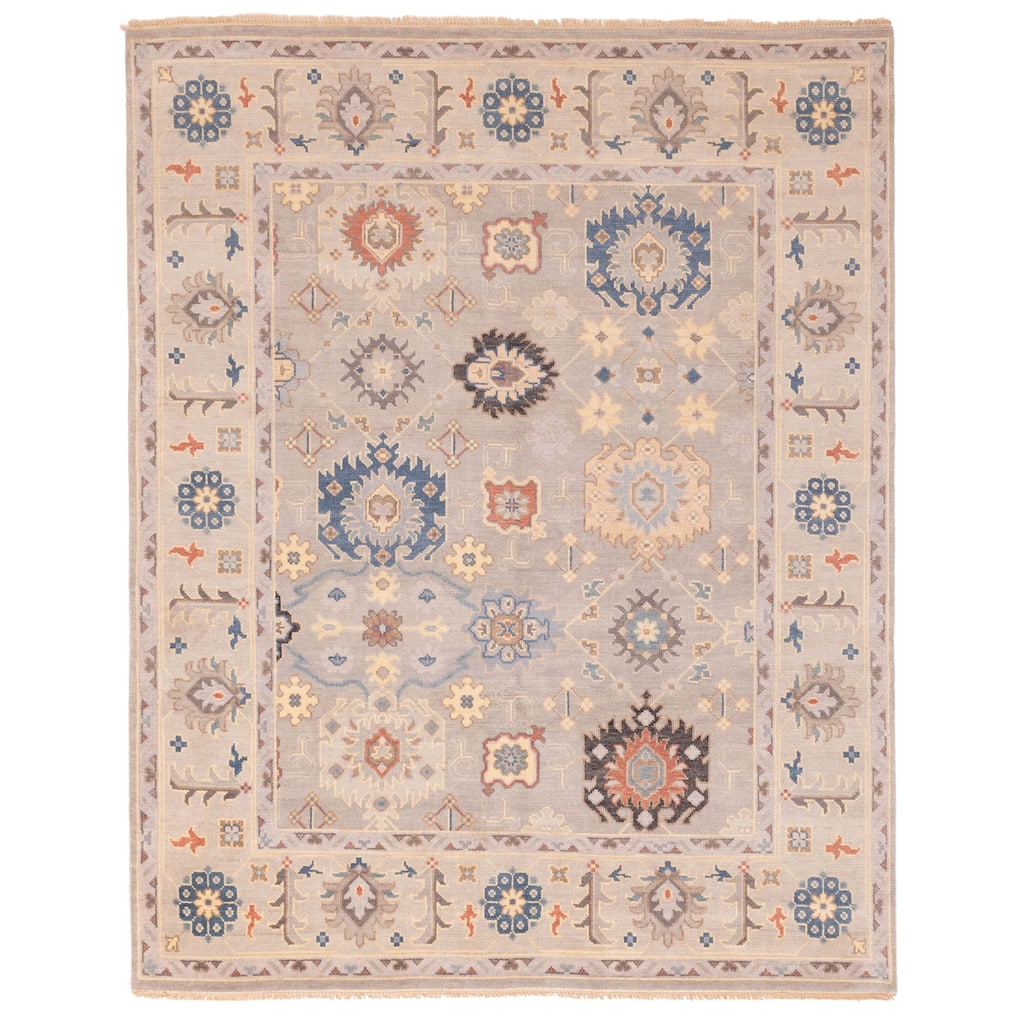ECARPETGALLERY Hand-knotted Modern Oushak Grey Wool Rug - 7'10 x 9'8