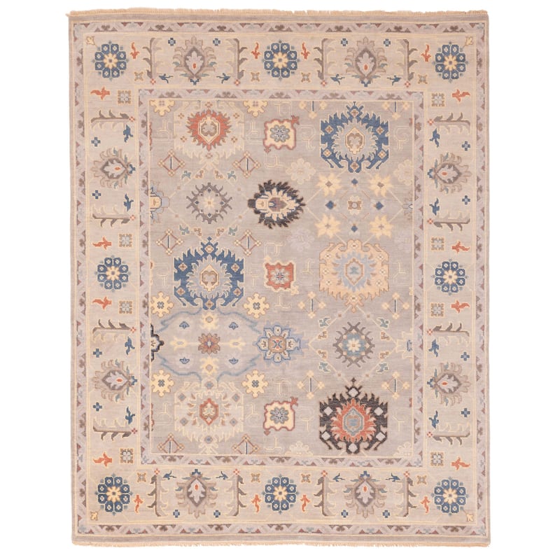 ECARPETGALLERY Hand-knotted Modern Oushak Grey Wool Rug - 7'10 x 9'8