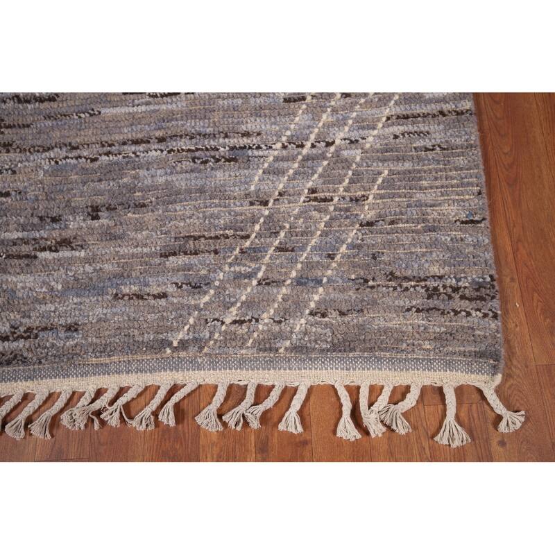 Moroccan Area Rug Handmade Multi-Color Striped Wool Carpet - 5'7"x 9'5"