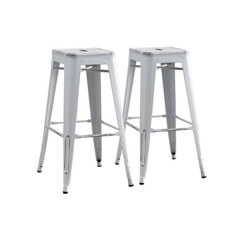 AC Pacific 30 In Metal Backless Barstool Set of 2