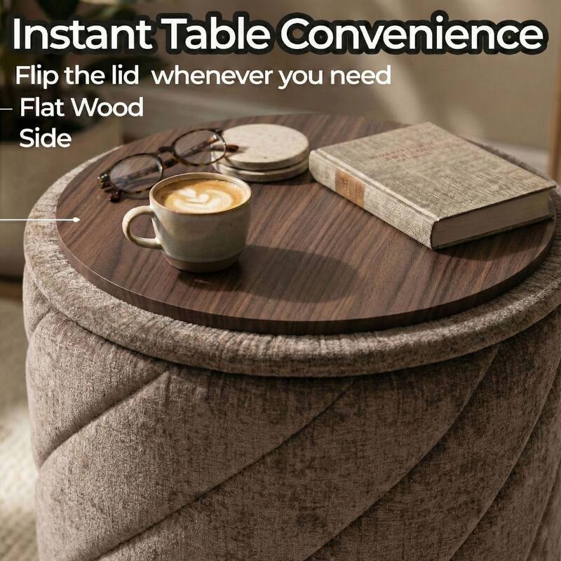 Diagonal Tufted Foldable Storage Ottoman with Reversible Lid