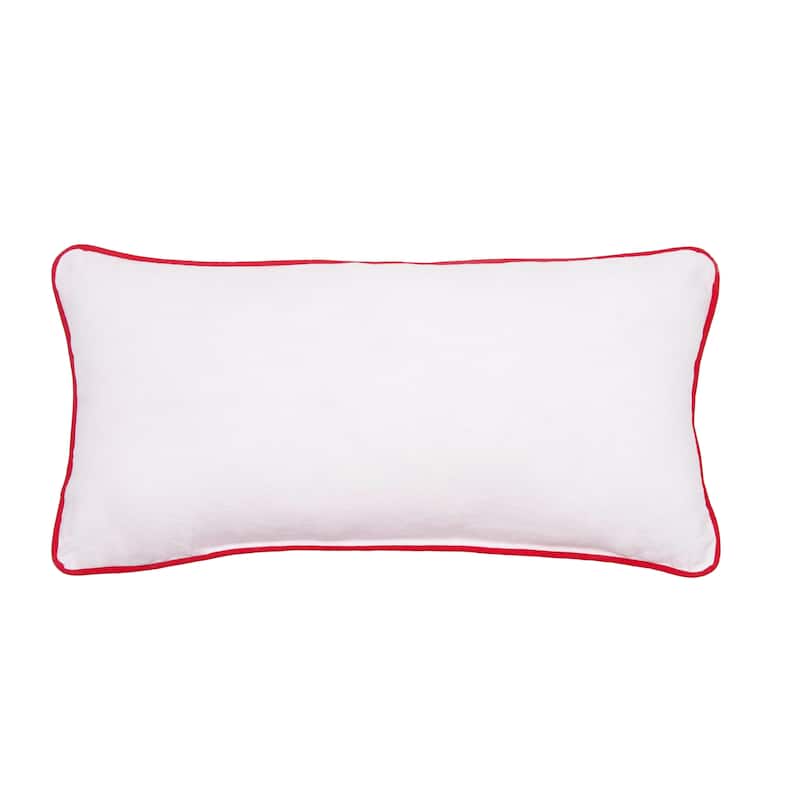 "Calm & Bright" Christmas Tree & Reindeer 100% Cotton Mini Accent Pillow 10" x 20"