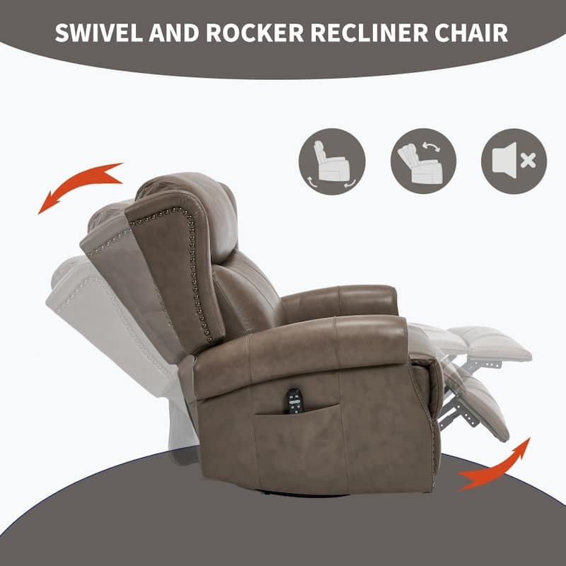 Heat Massage Manual Recliner Chair with Rocker and Swivel in Fabric