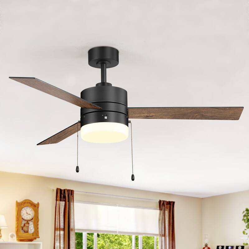 52" Traditonal Ceiling Fan with Light and Pull Chain (3 Reversible Blades)