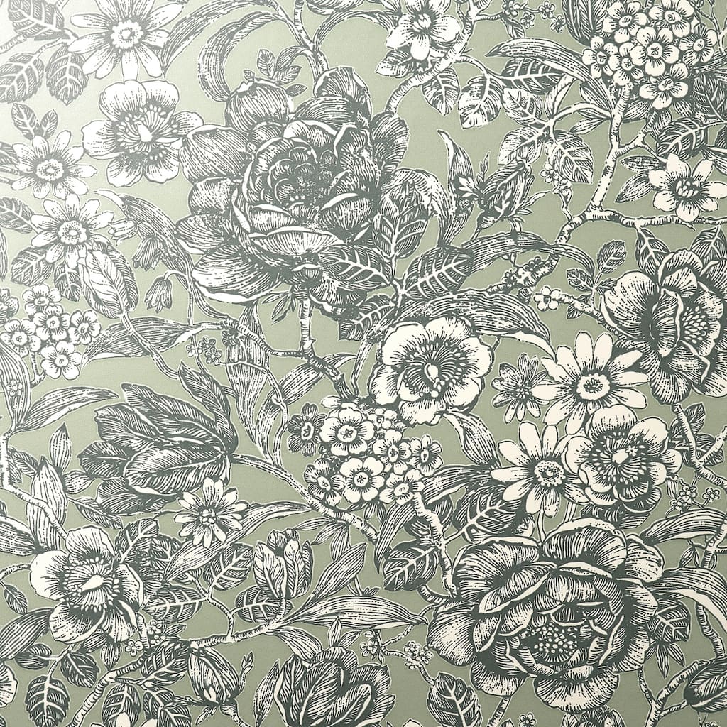 Fine Decor Hedgerow Green Floral Trails Wallpaper