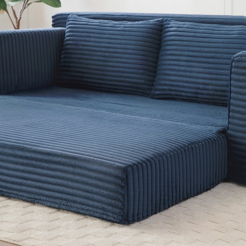 Foam Cloud Loveseat Sofa, 2 in 1 Convertible Folding Couch Bed - Blue