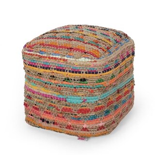 Bokchito Handcrafted Boho Fabric Cube Pouf by Christopher Knight Home