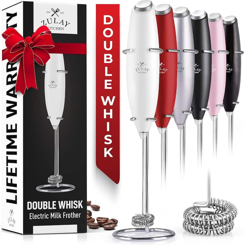 Zulay Kitchen Double Whisk Milk Frother Handheld Mixer