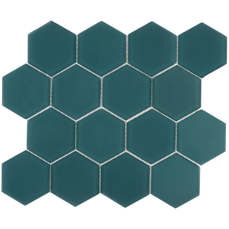 3" Beehive 10.25 in. x 11.75 in. Hexagon Glass Mesh-Mounted Mosaic Tile
