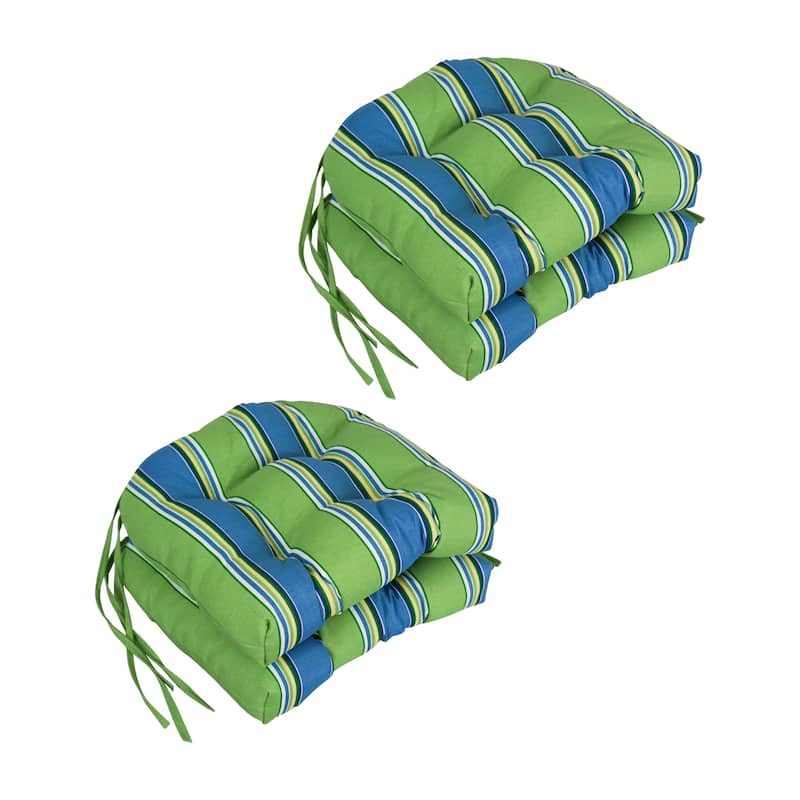 16-inch Rounded Back Tufted Indoor/Outdoor Chair Cushions (Set of 4) - 16" - Haliwell Caribbean