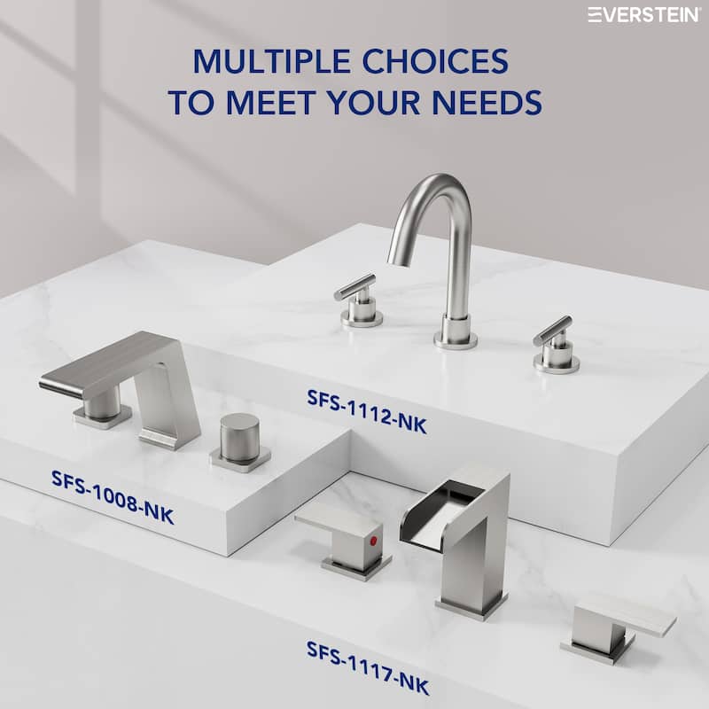 2 Pack, 3 Hole Widespread Bathtub Faucet with High Flow Waterfall Spout