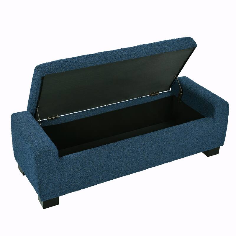 Rectangular Storage Ottoman - 50" Textured Fabric & Wood Base