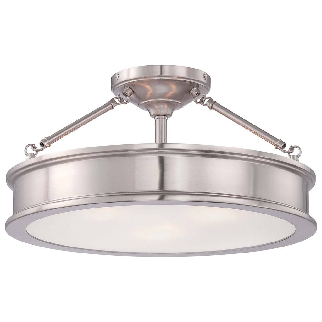 Harbour Point Brushed Nickel 3 Light Semi Flush Mount By Minka Lavery