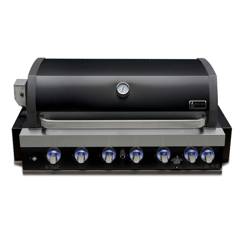 Mont Alpi MABi805-BSS-COMBO 6-Burner Black Stainless Steel Built-in Grill with Outdoor Compact Refrigerator & Accessories - N/A