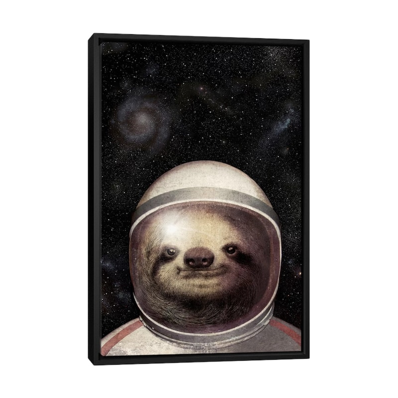 iCanvas "Space Sloth" by Eric Fan Framed Canvas Print - Black - 48x32