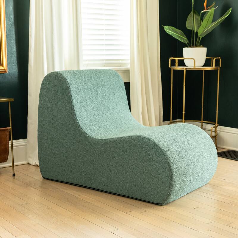 Jaxx Uptown Modern Armless Accent Chair, Boucle - Green
