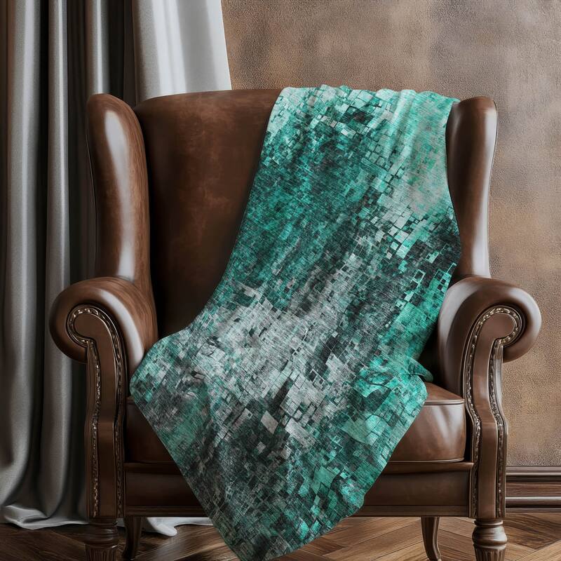Premium Machine Washable Modern Mosaic Sherpa Throw Blanket