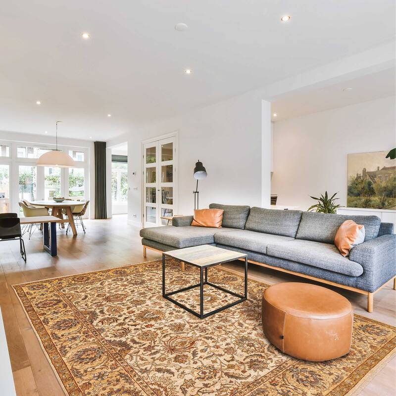 ECARPETGALLERY Hand-knotted Jamshidpour Ivory Wool Rug - 8'1 x 10'1