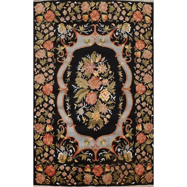 slide 2 of 20, Vegetable Dye Floral Aubusson Oriental Area Rug Handmade Wool Carpet - 6'11" x 10'0"