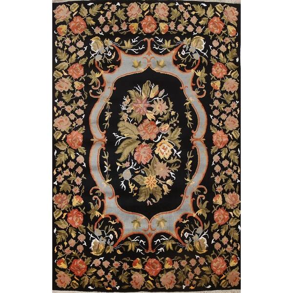 slide 2 of 20, Vegetable Dye Floral Aubusson Oriental Area Rug Handmade Wool Carpet - 6'11" x 10'0"