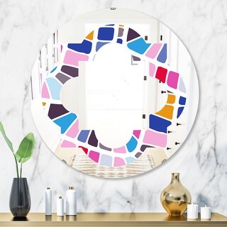 Designart 'Abstract Retro Geometric Pattern I' Printed Modern Round or ...