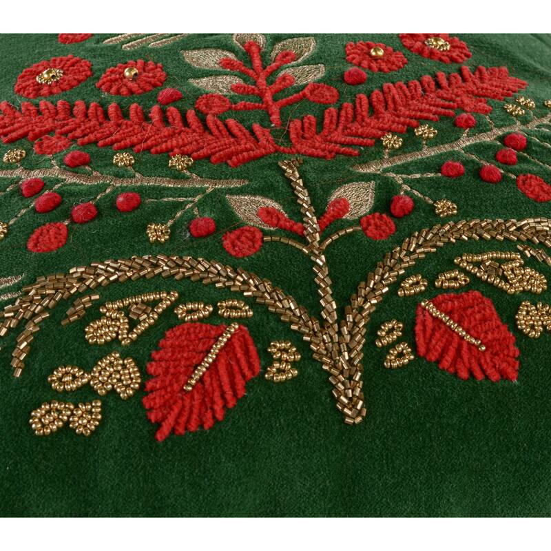 Rizzy Home Holiday Tree Velvet Embroidrered Throw Pillow