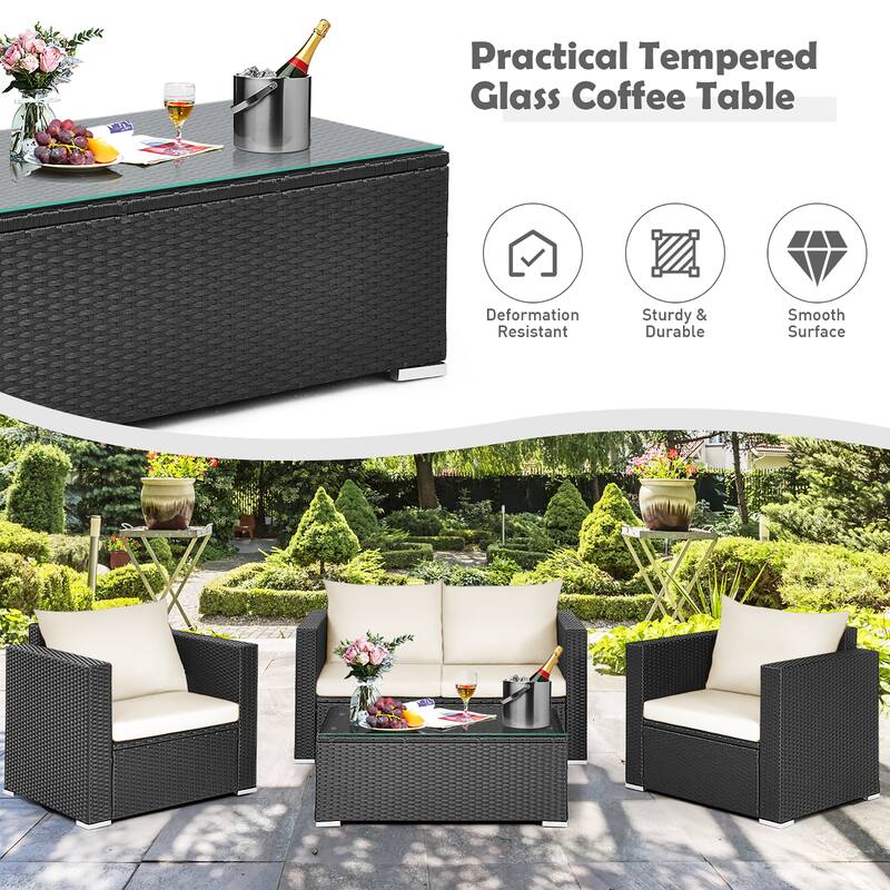 Costway 8PCS Patio Rattan Furniture Set White - See Details