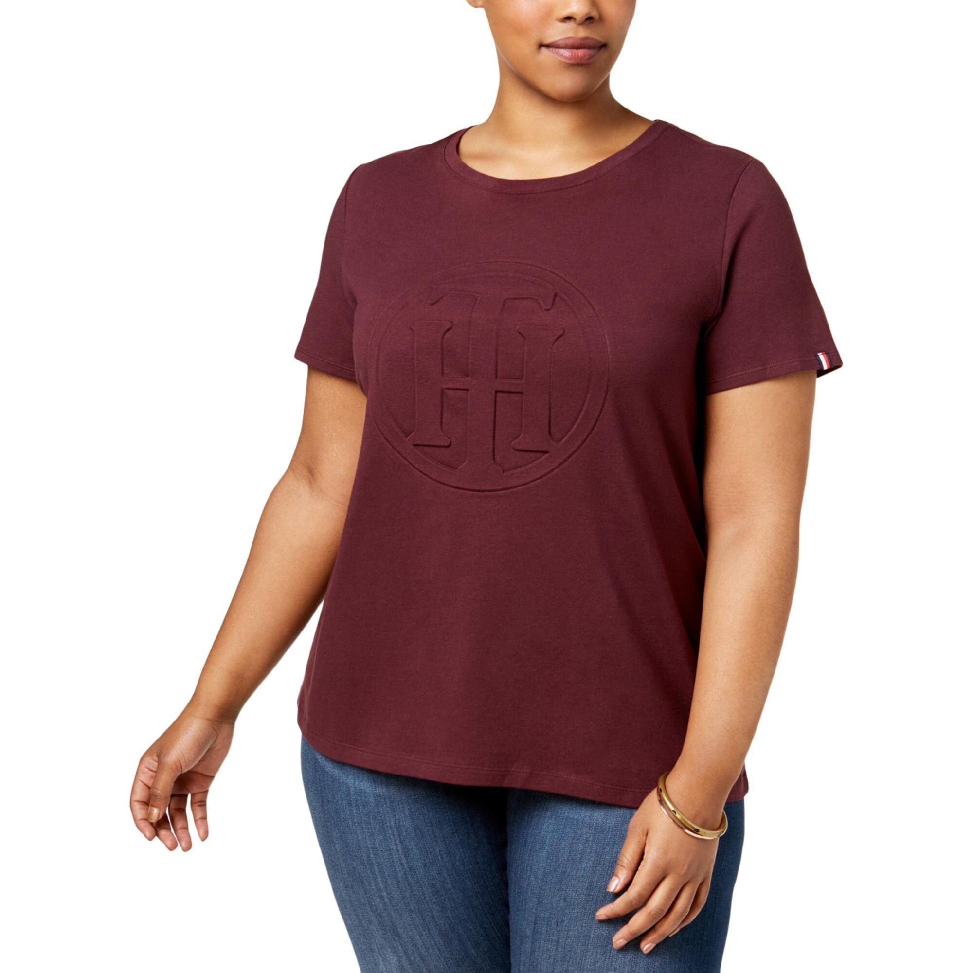Shop Tommy Hilfiger Womens Plus Logo T Shirt Cotton Crewneck Port 0x Overstock 31481753