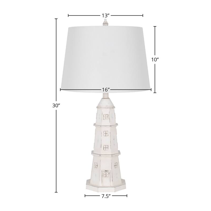 Polyresin 30" Table Lamp with Linen Shade, Antique White