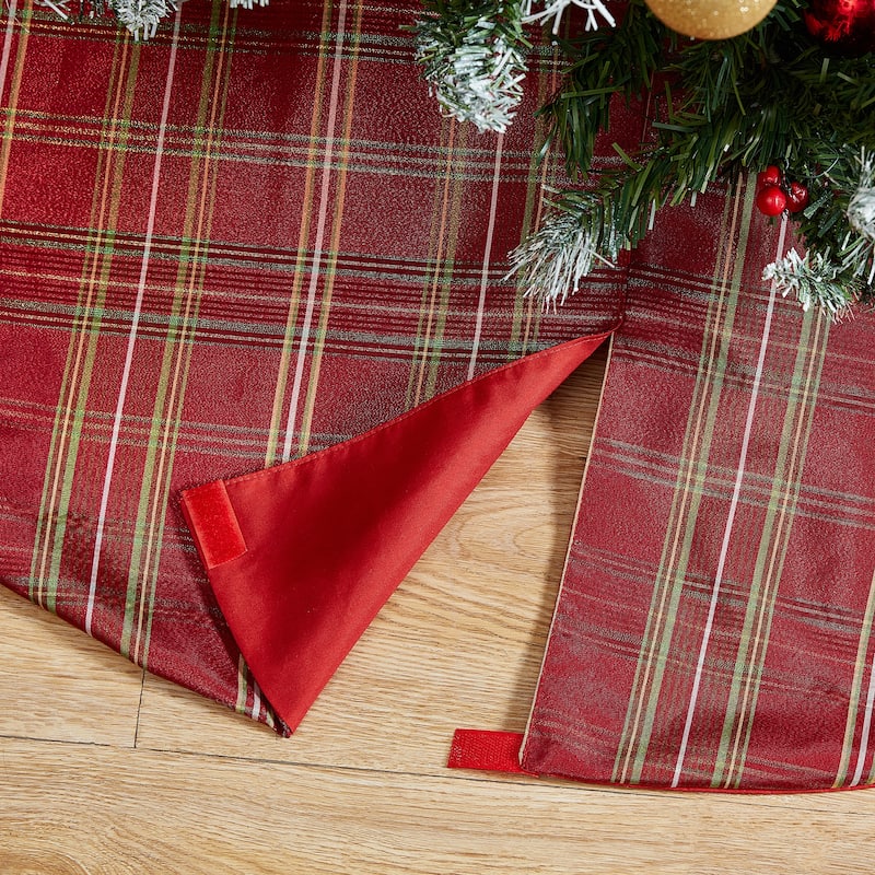 Shimmering Plaid Holiday Tree Skirt - 48"x48"