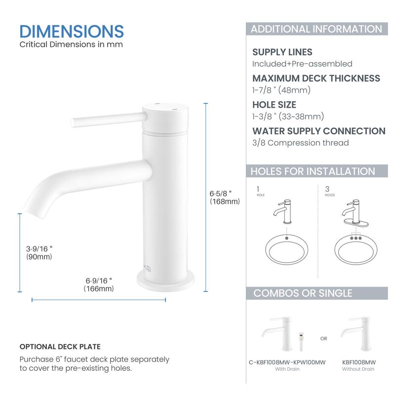 Lead Free Single Handle Bathroom Faucet with Water Hose